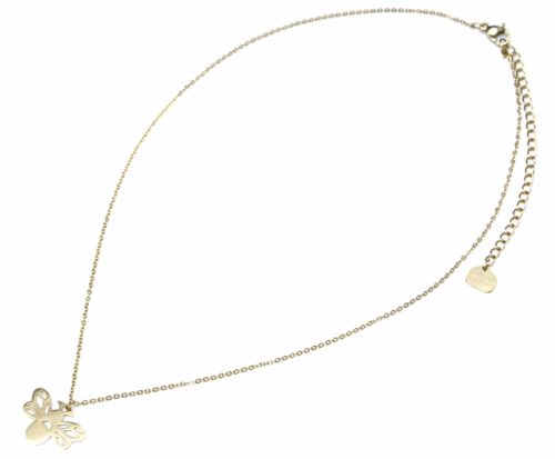 Collier-Fine-Chaine-Pendentif-Abeille-Ailes-Ajourees-Acier-Dore