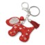 Porte-Cles-Bijou-de-Sac-Chien-Dalmatien-Strass-Bicolore-et-Feutrine-RougeArgente