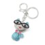 Porte-Cles-Bijou-de-Sac-Chat-Strass-Metal-BleuArgente-avec-Lunettes-et-Noeud-Papillon