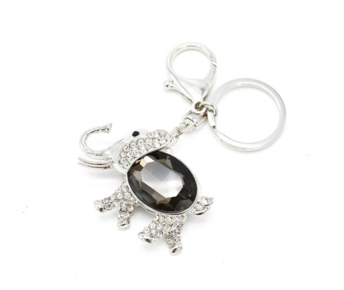 Porte-Cles-Bijou-de-Sac-Elephant-Strass-et-Resine-GrisArgente