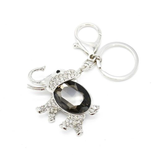 Porte-Cles-Bijou-de-Sac-Elephant-Strass-et-Resine-GrisArgente