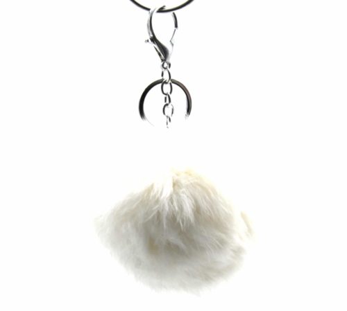 Porte-Cles-Bijou-de-Sac-Gros-Pompon-Fourrure-Synthetique-Blanc