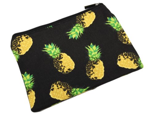 Trousse-Pochette-Toile-avec-Imprime-Ananas-Jaune-Noir