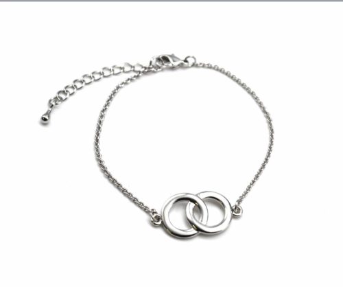 Bracelet-Fine-Chaine-avec-Charm-Cercles-Entrelaces-Metal-Argente