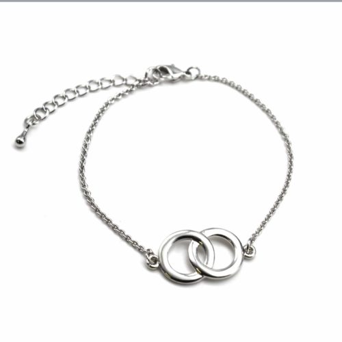 Bracelet-Fine-Chaine-avec-Charm-Cercles-Entrelaces-Metal-Argente