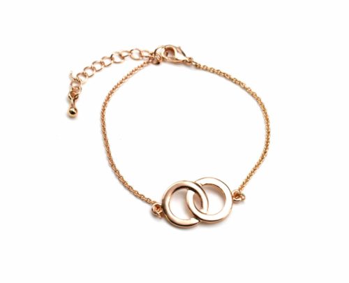 Bracelet-Fine-Chaine-avec-Charm-Cercles-Entrelaces-Metal-Or-Rose