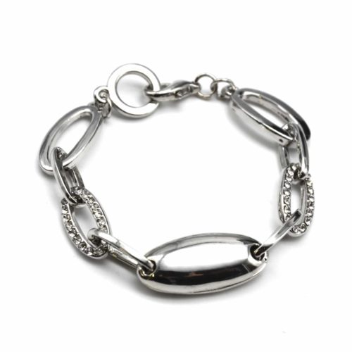 Bracelet-Chaine-Multi-Ovales-Metal-Strass-Argente