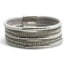 Bracelet-Manchette-Multi-Rangs-Simili-Cuir-Ecailles-Gris-Clair-Strass-et-Tubes-Metal