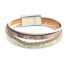 Bracelet-Manchette-Multi-Rangs-Simili-Cuir-Brillant-Tresse-et-Perles-Blanc