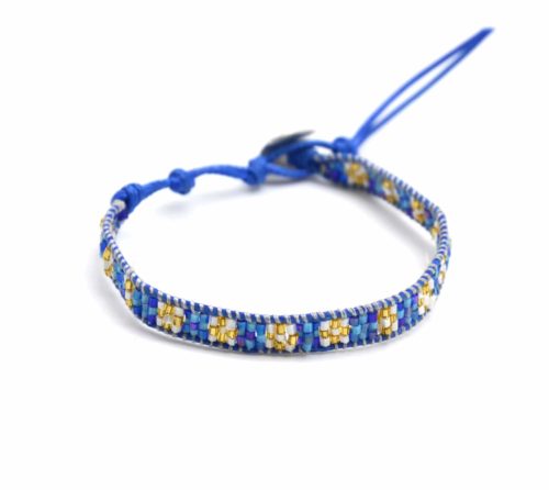 Bracelet-Cordon-Fils-Tresses-et-Bande-Perles-Rocaille-Ethnique-Bleu