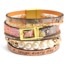 Bracelet-Manchette-Cuir-Motif-Satine-Hologramme-Boucle-Strass-Message-Rose-et-Perles-dEau-Douce