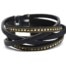 Bracelet-Manchette-Multi-Rangs-Croises-Ecailles-Tissu-Brillant-et-Chaines-Noir