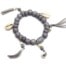 Bracelet-Elastique-Perles-Effet-Marbre-avec-Charms-Cauris-et-Franges-Gris