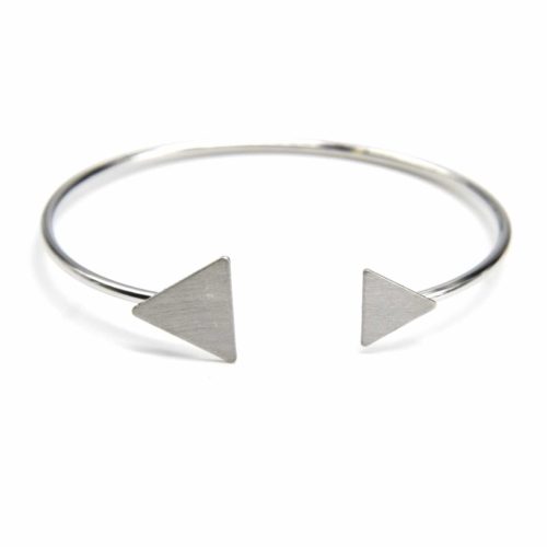 Bracelet-Jonc-Ouvert-avec-Double-Triangles-Metal-Brosse-Argente