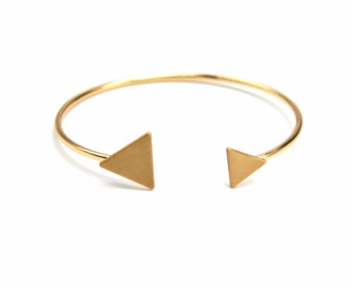 Bracelet-Jonc-Ouvert-avec-Double-Triangles-Metal-Brosse-Dore