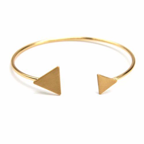 Bracelet-Jonc-Ouvert-avec-Double-Triangles-Metal-Brosse-Dore