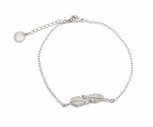 Bracelet-Fine-Chaine-avec-Charm-Feuilles-Strass-Zirconium-Argente