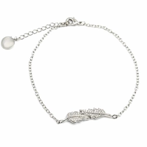 Bracelet-Fine-Chaine-avec-Charm-Feuilles-Strass-Zirconium-Argente