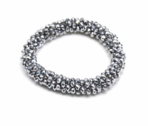 Bracelet-Elastique-Grappe-de-Perles-Brillantes-Torsadee-Gris