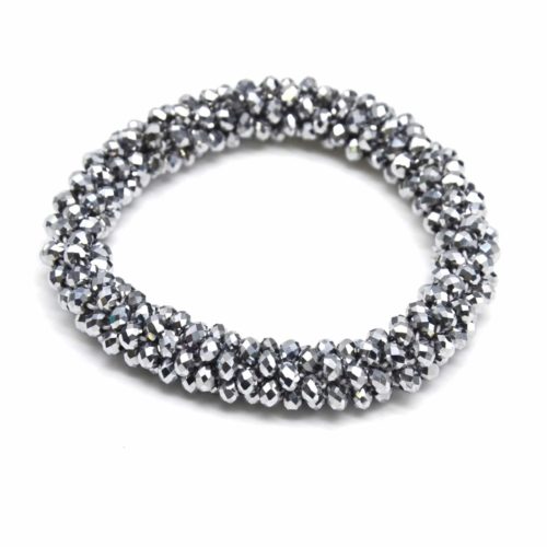 Bracelet-Elastique-Grappe-de-Perles-Brillantes-Torsadee-Gris