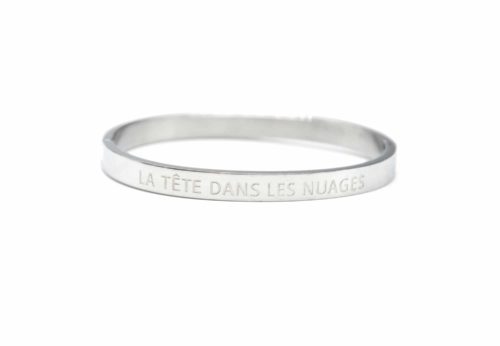 Bracelet-Jonc-Moyen-Acier-Argente-avec-Message-La-Tete-Dans-Les-Nuages