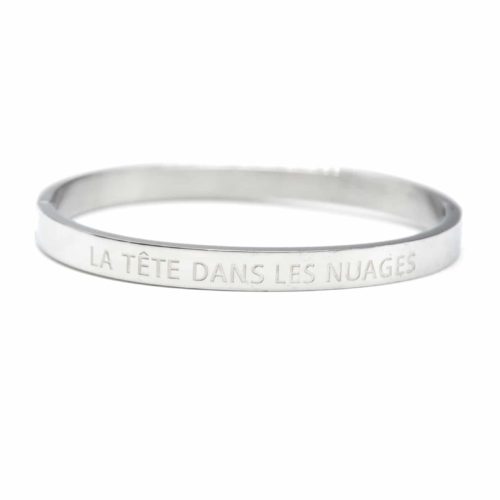 Bracelet-Jonc-Moyen-Acier-Argente-avec-Message-La-Tete-Dans-Les-Nuages