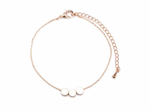 Bracelet-Fine-Chaine-avec-Charm-Or-Rose-Triple-Cercles-Dore-a-lOr-Fin