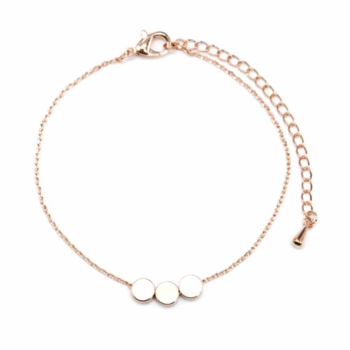 Bracelet-Fine-Chaine-avec-Charm-Or-Rose-Triple-Cercles-Dore-a-lOr-Fin