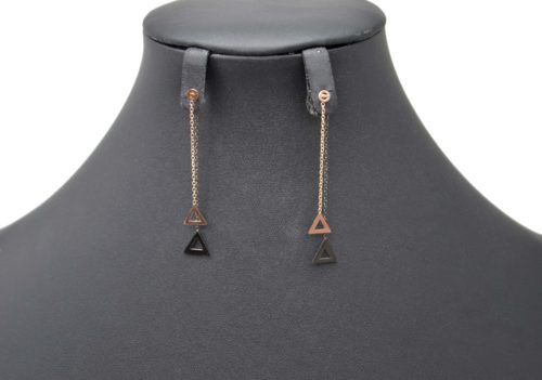 Boucles-dOreilles-Traversantes-2-en-1-avec-Double-Triangles-Pendants-Acier-Or-RoseNoir