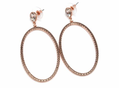 Boucles-dOreilles-Pendantes-Pierre-avec-Ovale-Contour-Metal-Vieilli-Or-Rose