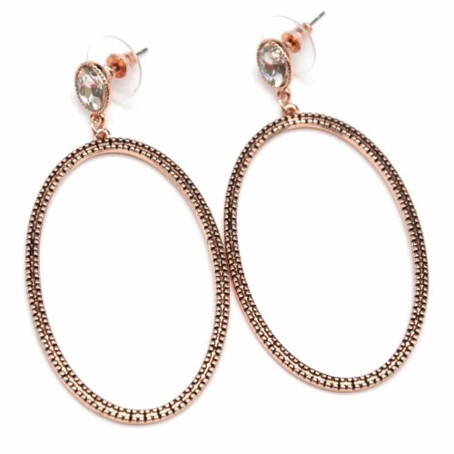 Boucles-dOreilles-Pendantes-Pierre-avec-Ovale-Contour-Metal-Vieilli-Or-Rose