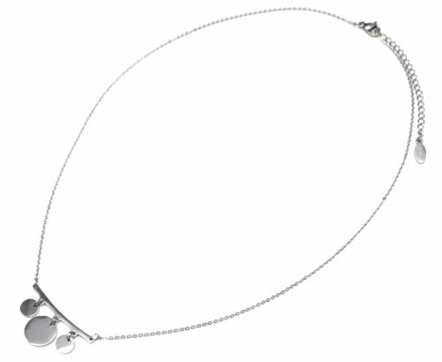 Collier-Fine-Chaine-Pendentif-Triple-Cercles-Acier-Argente