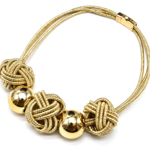 Necklace-Multi cords-with-knots-wire-shiny-and-balls-Metal-Dore