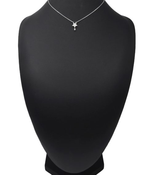 Collier-Fine-Chaine-Pendentif-Argente-Etoile-avec-Strass-Dore-a-lOr-Fin