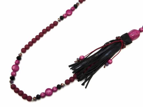 Sautoir-Collier-Perles-et-Pierres-avec-Bouddha-Effet-Marbre-Framboise-et-Franges