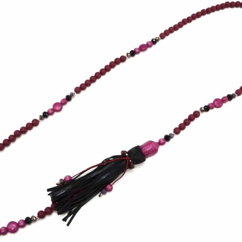 Sautoir-Collier-Perles-et-Pierres-avec-Bouddha-Effet-Marbre-Framboise-et-Franges