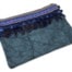 Pochette-Sac-Bandouliere-Effet-Jean-Denim-Bleu-avec-Clous-Ruban-Ethnique-Pompons-Boule-et-Plumes