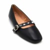 Ballerines-Simili-Cuir-avec-Bride-Clous-Argentes-et-Bout-Carre-Noir
