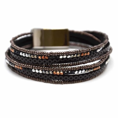 Bracelet-Double-tower-Multi-row-nails-circles-and-beads-rock-chestnut