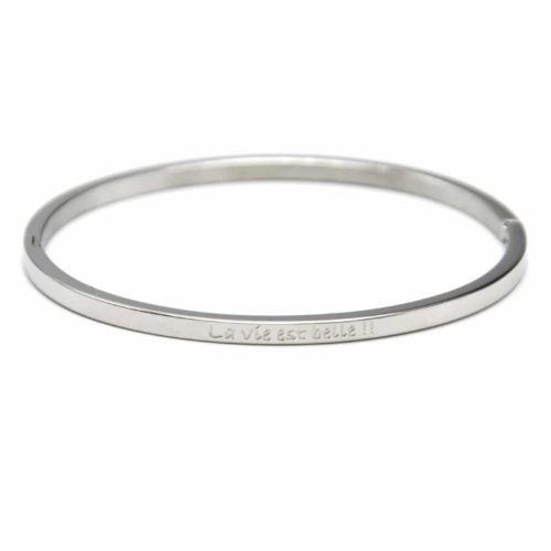 Bracelet-Jonc-Fin-Acier-Argente-avec-Message-La-vie-est-belle