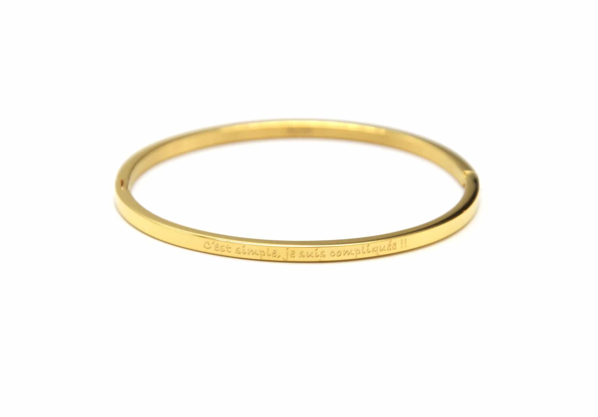 Bracelet Jonc Fin Acier Doré avec Message Le Destin Nous A Réunit BC3560F Bracelet Jonc Fin Acier Doré avec Message Le Destin Nous A Réunit BC3560F
