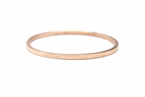 Bracelet-Jonc-Fin-Acier-Or-Rose-avec-Message-Une-Famille-Cest-Pour-Toujours