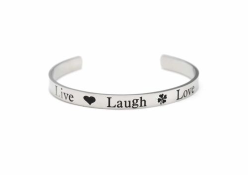 Bracelet-Jonc-Ouvert-Acier-Argente-avec-Message-Live-Laugh-Love