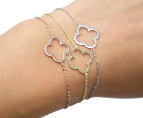 Bracelet-Fine-Chaine-avec-Charm-Trefle-Chance-Contour-Acier