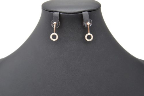 Boucles-dOreilles-Pendantes-2-en-1-Barre-Metal-Or-Rose-avec-Double-Cercles-Strass-et-Metal-Noir