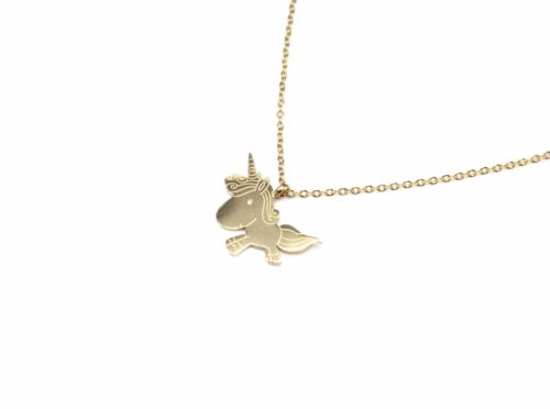 Collier-Fine-Chaine-Pendentif-Licorne-Acier-Dore