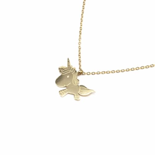 Collier-Fine-Chaine-Pendentif-Licorne-Acier-Dore