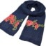 Foulard-Long-Automne-Hiver-Crepe-Uni-avec-Broderies-Fleurs-et-Clous-Brillants-Bleu-Marine