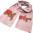 Foulard-Long-Automne-Hiver-Crepe-Uni-avec-Broderies-Fleurs-et-Clous-Brillants-Vieux-Rose