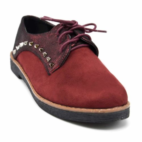 Derbies-effect-suede-and-fabric-glitter-with-nails-pyramid-Metal-Gris-Bordeaux